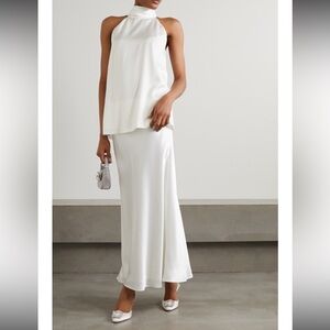 Galvan White Satin Halter Top